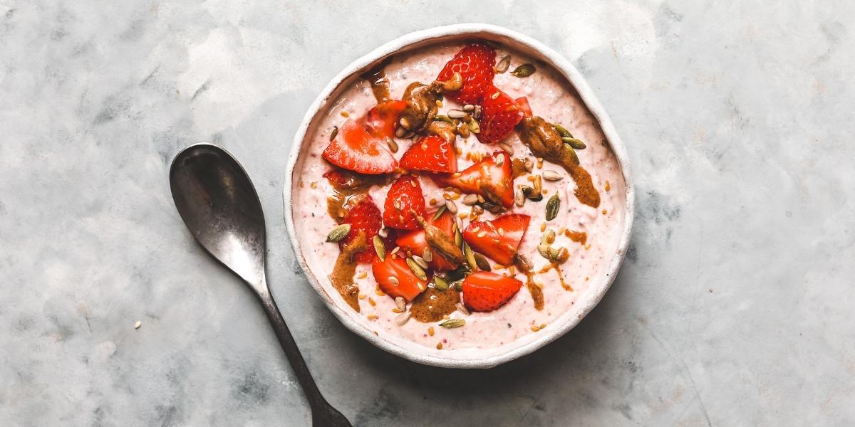 Puriton Strawberry vegan yoghurt bowl.