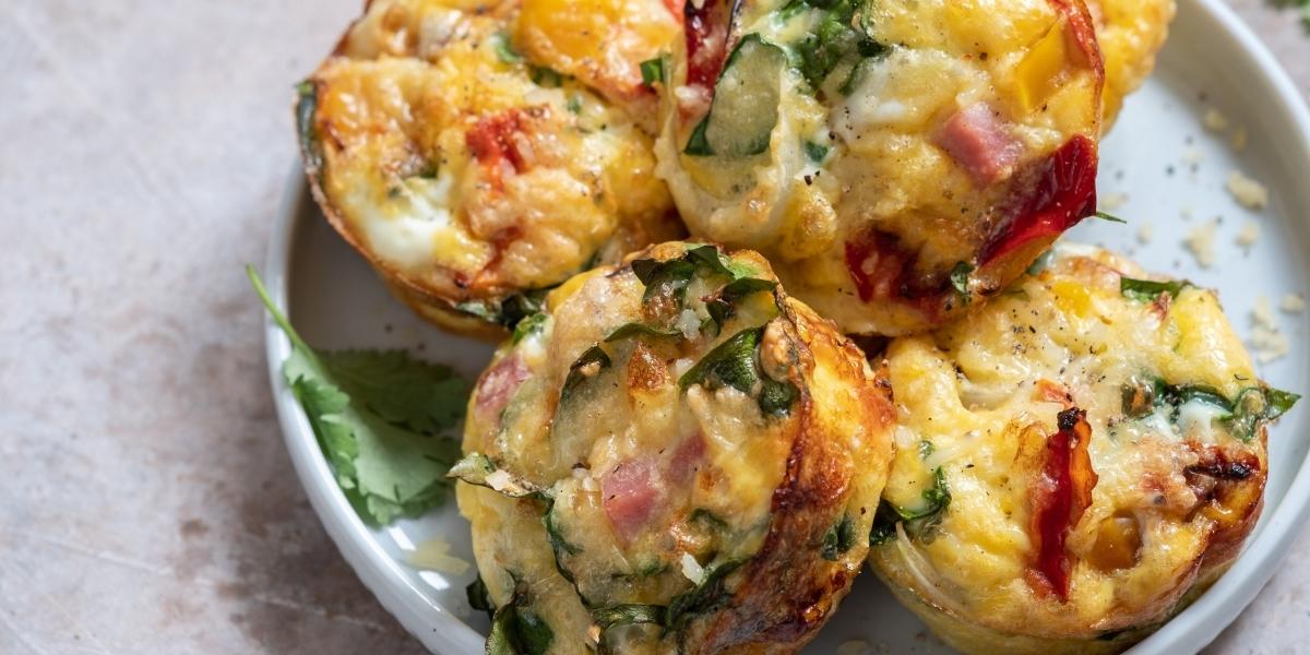 High protein, low-carb breakfast idea; Cheesy egg muffins.