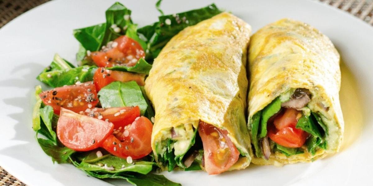 High protein, low-carb breakfast idea; Egg burritos.