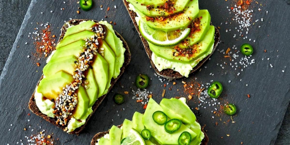 Smashed avocado on tofu toast.