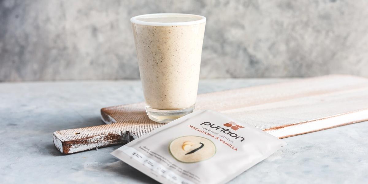 A Macadamia & Vanilla Purition protein smoothie.