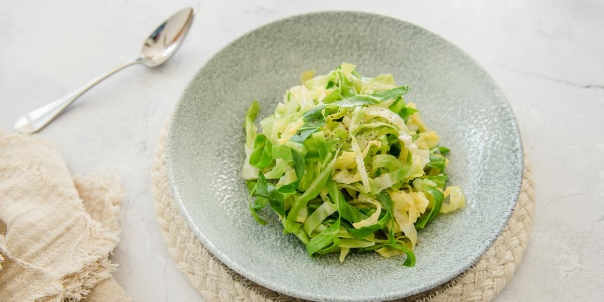 Make simple swaps; load up on greens. A bowl of shredded, steamed and buttered cabbage! 