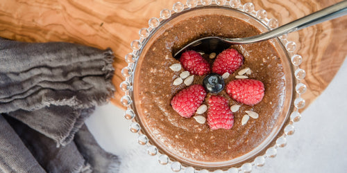 Bowl of vegan chocolate porridge