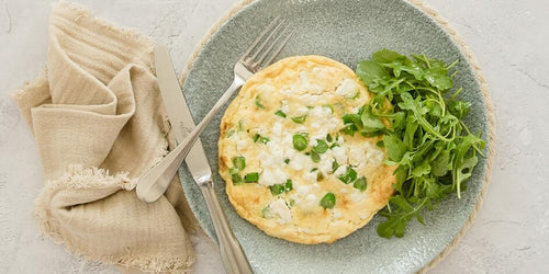 Feta omelette on plate with rocket